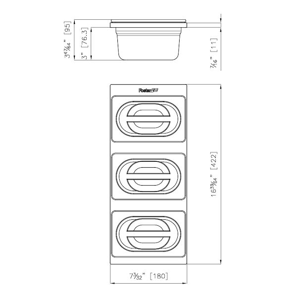 KIT TROIS CUVETTES INOX POUR EVIERS CONVIVIO