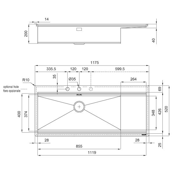 RIVA 855 ÉGOUTTOIR À DROITE